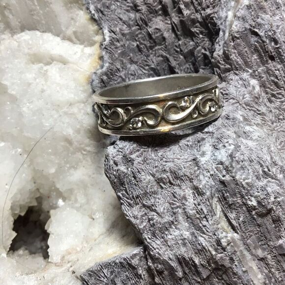 Ring, Sterling Silver Ring Band with 4 CZ, NEW, size 7, Handmade, Wedding, Artis - Picture 2 of 7